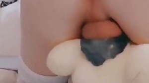 Gorgeous butt femboy fucking his toy
