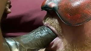 Gay interracial blowjob wearing devil mask - part