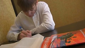 Ash-Blonde teenage doing homework